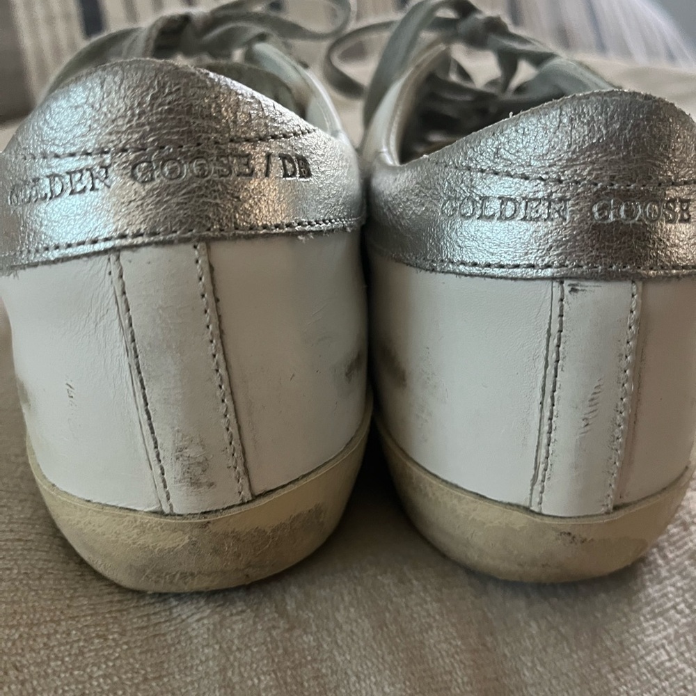 Golden Goose Superstar Sneakers in White and Silver - Picture 4 of 6